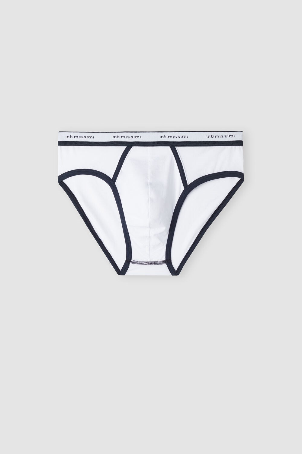 White - 6986 - White / Blue Intimissimi Natural Fresh Supima® Cotton Briefs with Logo | PJGLT5619