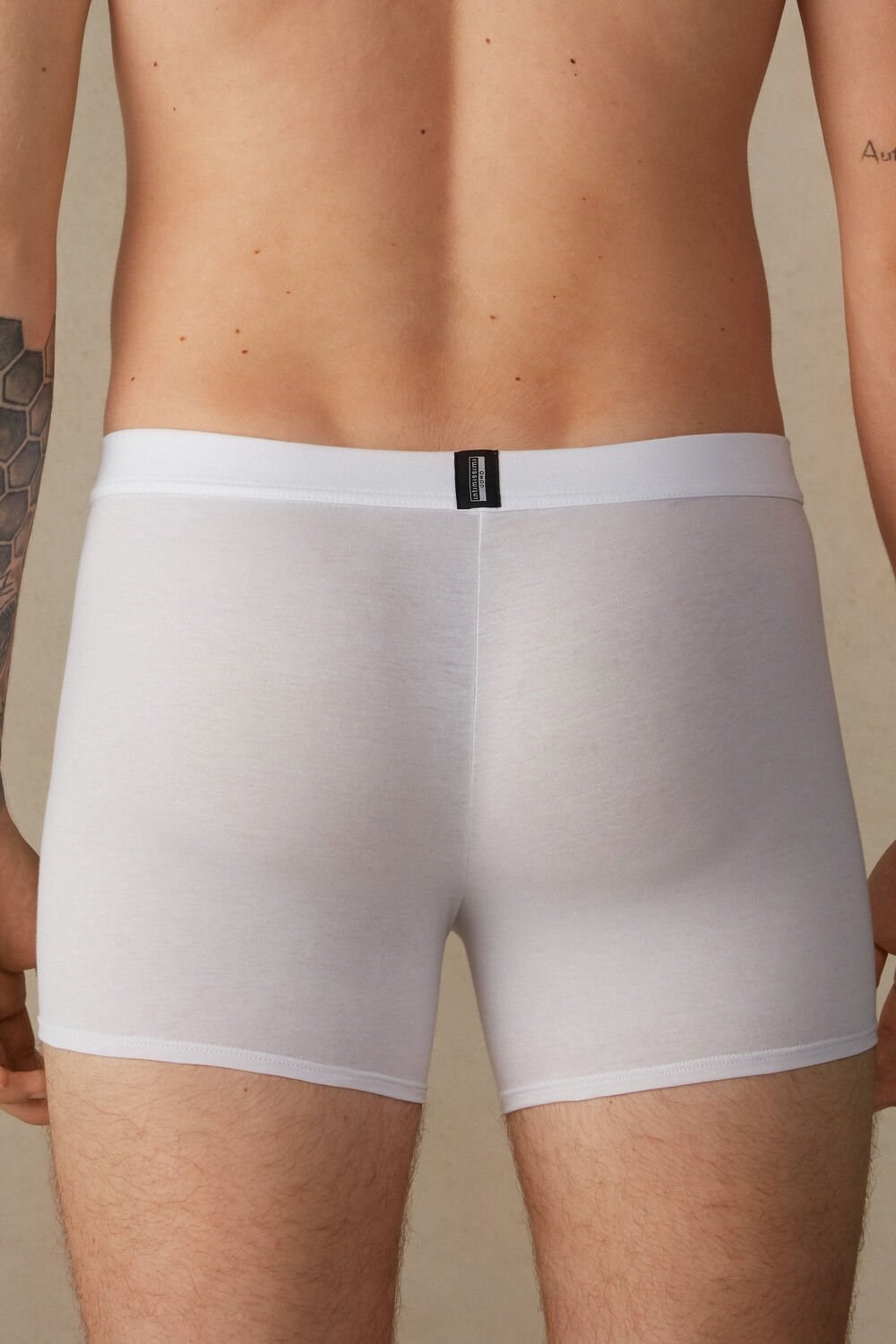 White - 6986 - White / Blue Intimissimi Natural Fresh Supima® Cotton Boxers | UKMGB8621