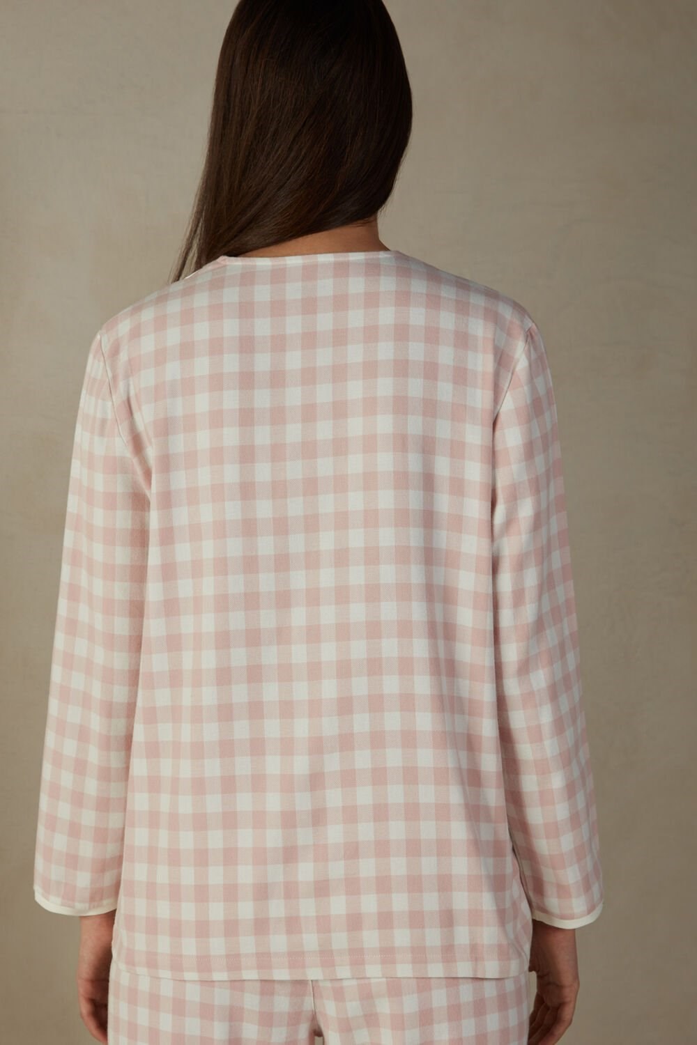 White - 895i - Pink Check / Talc Intimissimi Gingham Lover Shirt in Brushed Cloth | TMSCL9763