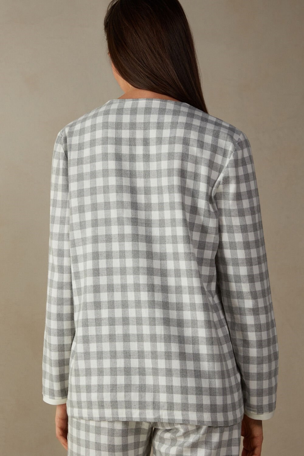 White - 896i - Heathered Grey Square / Talc Intimissimi Gingham Lover Shirt in Brushed Cloth | HPQUV2840