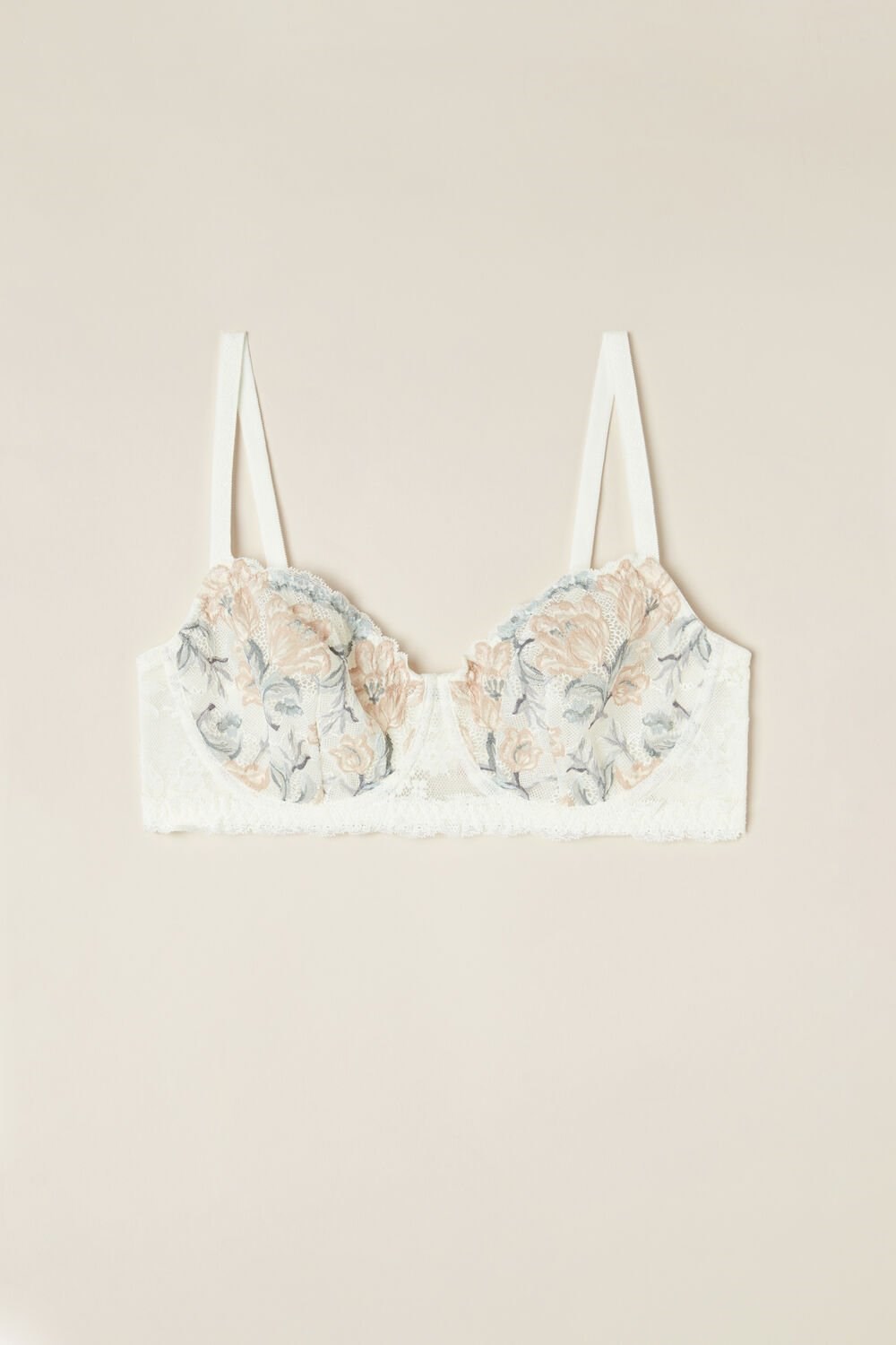 White - 990i - Ivory Autumn Beauty Floral Print Intimissimi Ephemeral Beauty Daniela Balconette Bra | DSTME7253