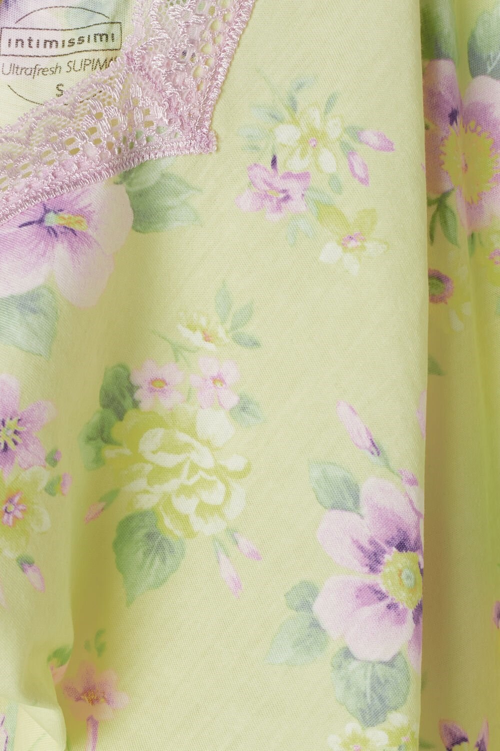 Yellow - 870i - Pastel Yellow Floral Print Intimissimi Flower Power Top in Supima® Ultrafresh Cotton | MOQIS5039