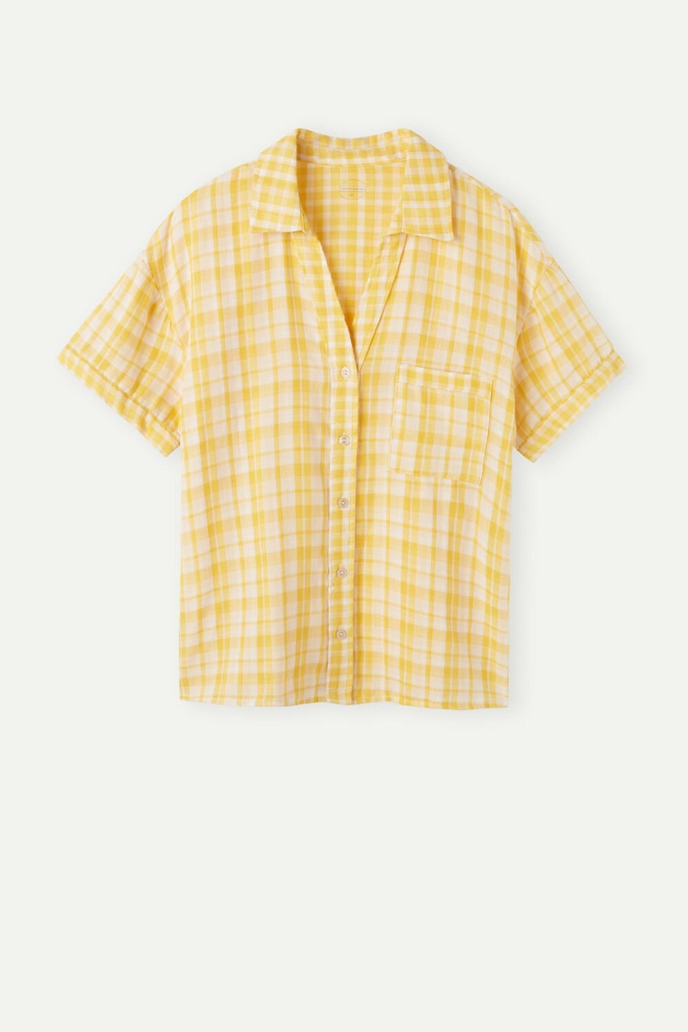 Yellow - 909i - Yellow Tartan Intimissimi Yellow Submarine Short Sleeve Top | FJKEM0827